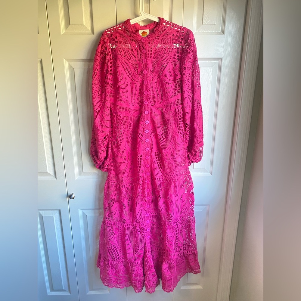 New Farm Rio Pink Guipire Eyelet Maxi Dress - Picture 4 of 14